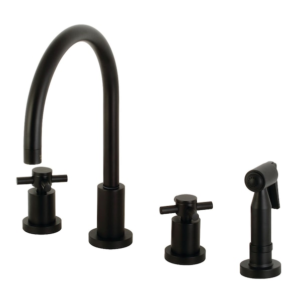 KS8720DXBS Concord 8" Widespread Kitchen Faucet W/ Brass Sprayer, Black